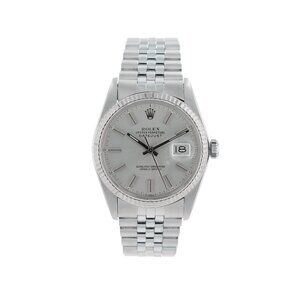 Rolex Datejust 16014 36mm Silver Index Dial Fluted Bezel Jubilee Band